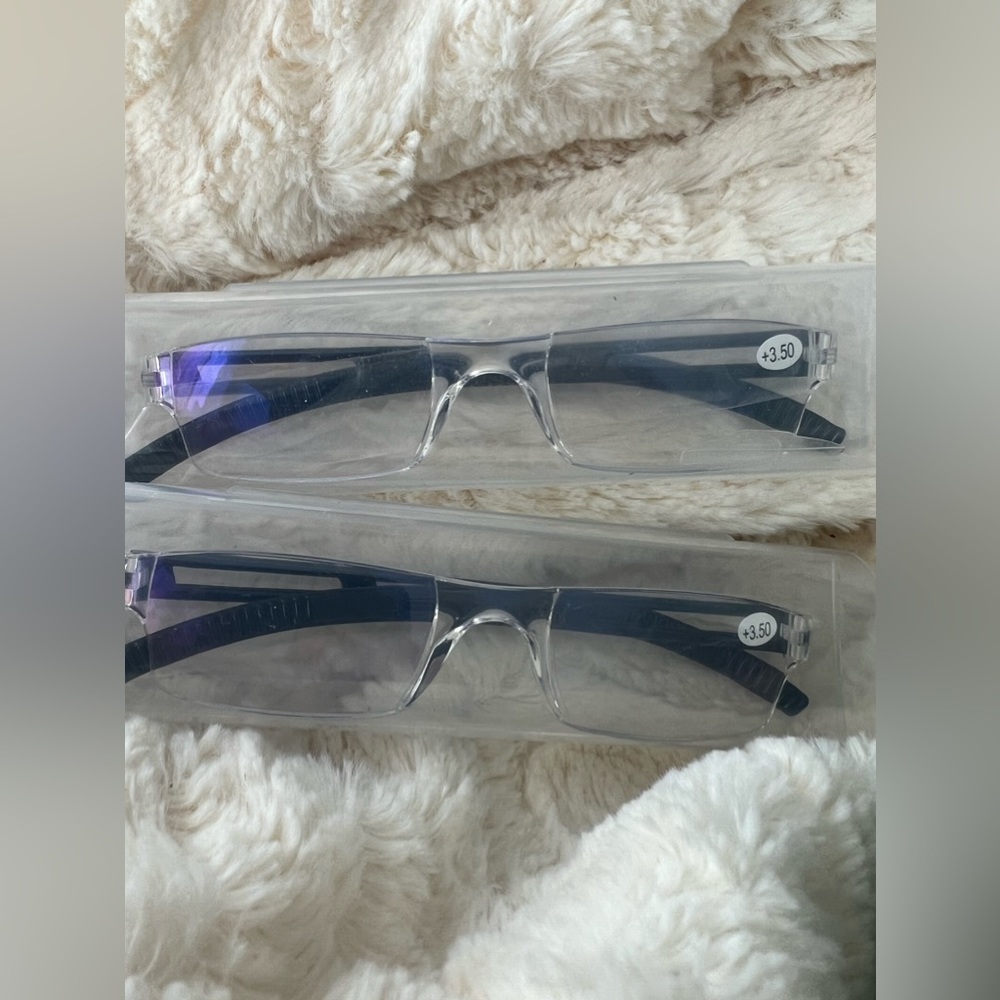 V&G 4 PACK BLUE LIGHT BLOCKING READING GLASSES BLACK +3.50 MAGNIFICATION NEW